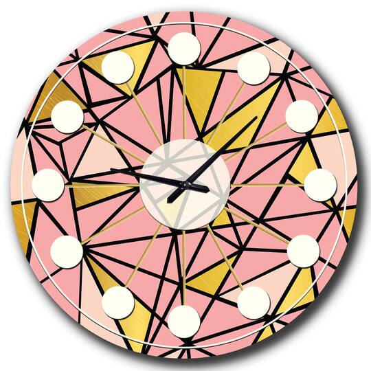 Designart 'Triangular Gold Design Ii Mid-Century Modern Wall Clock